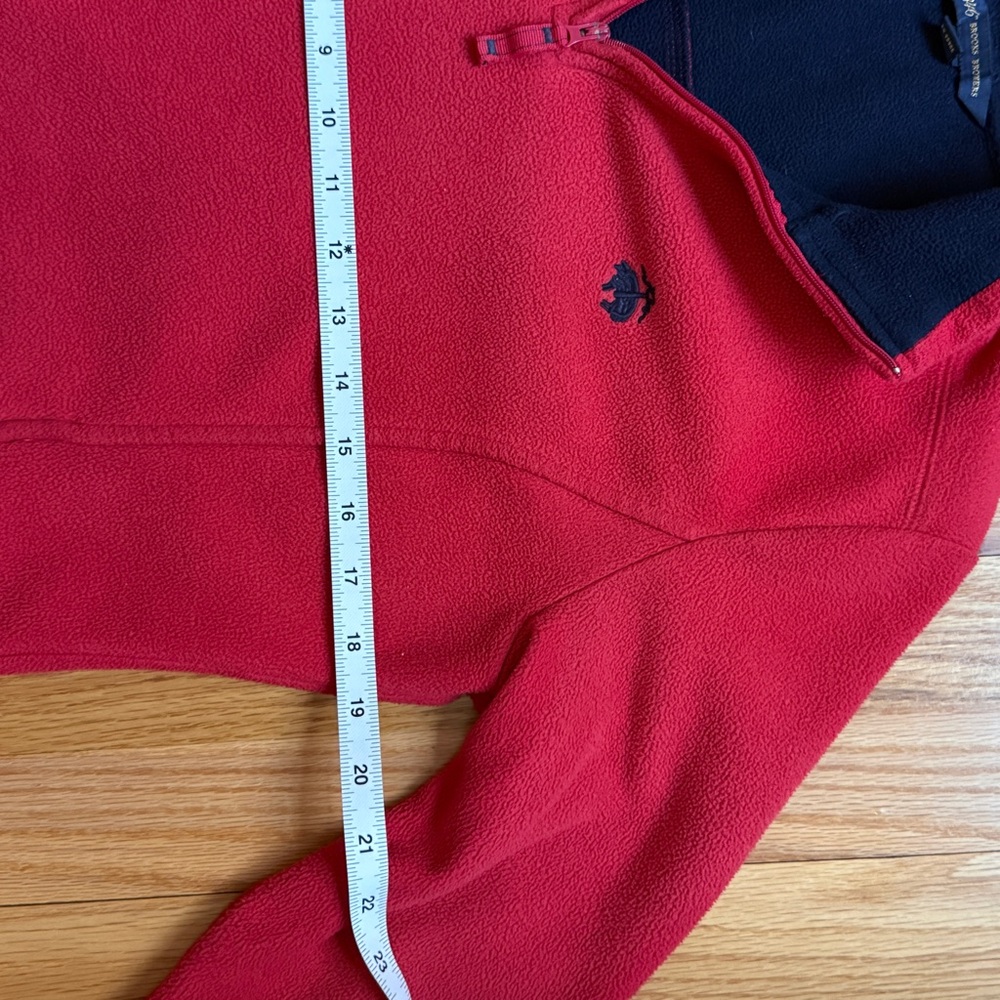 Brooks Brothers Red and Navy Fleece Quarter Zip 1/4 Zip Sweatshirt - Picture 7 of 9